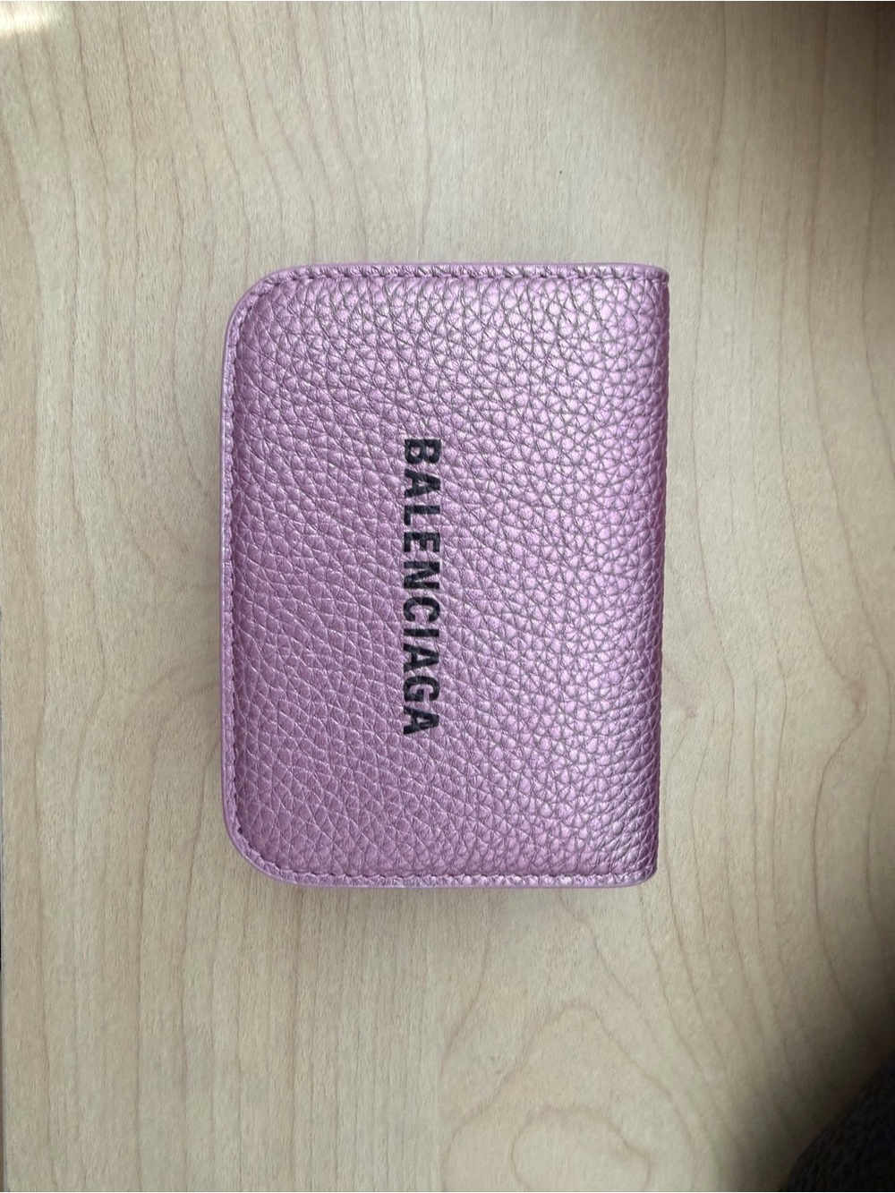 Balenciaga Metallic Rose Pink Leather Card Case (sold out online)
